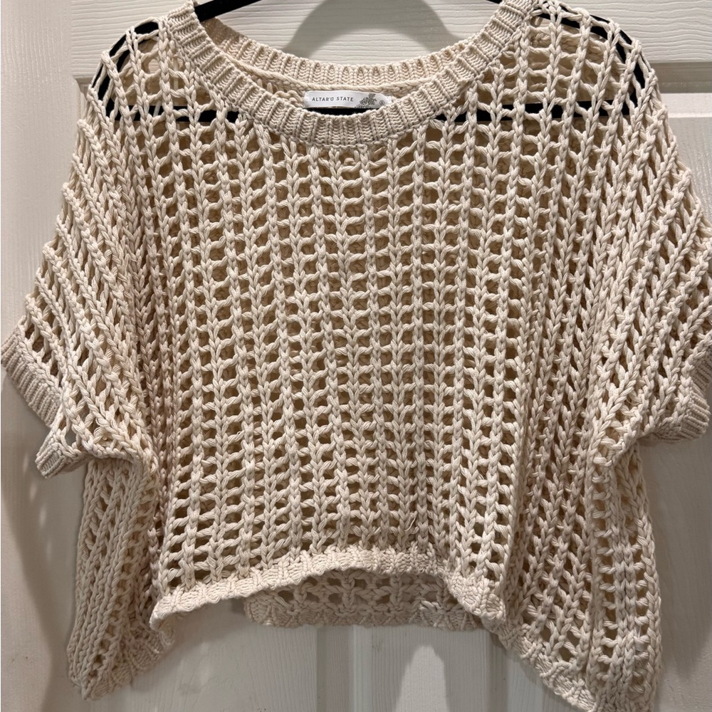 Altar'd State Cream Open-Knit Sweater